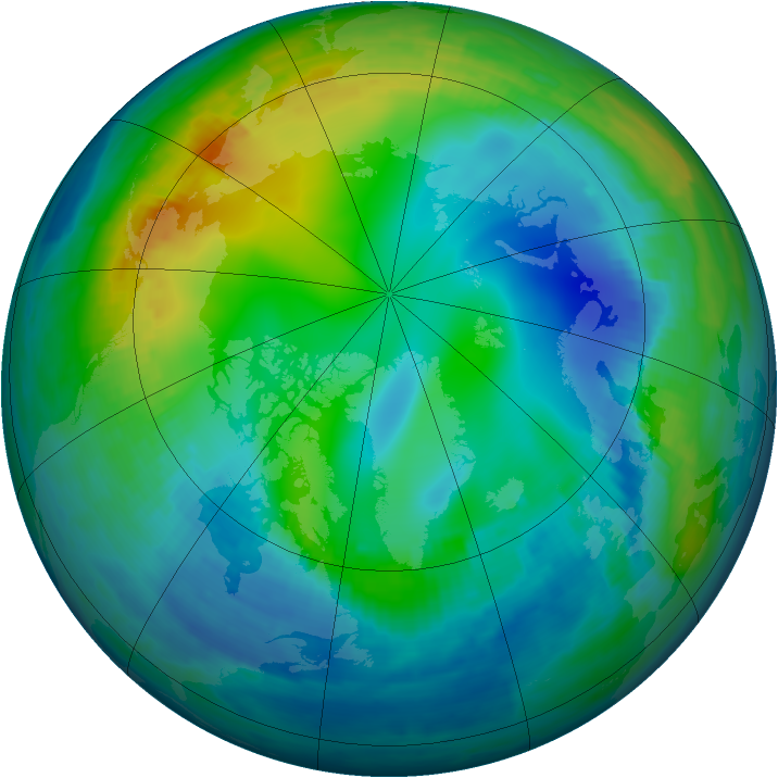 Arctic ozone map for 22 November 1999